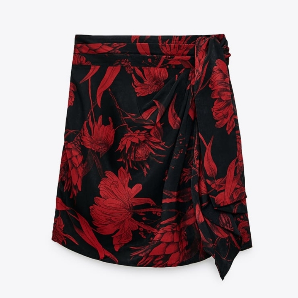 NWT ZARA | High-Waisted Tied Floral Print Skirt